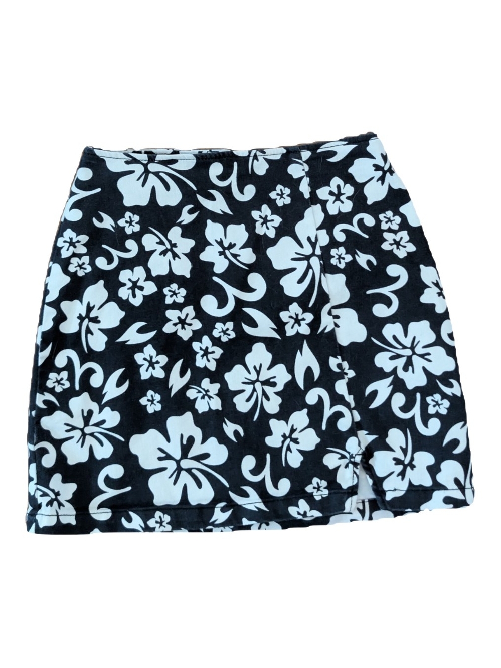 wild fable Black and White Floral A-Line Mini Skirt